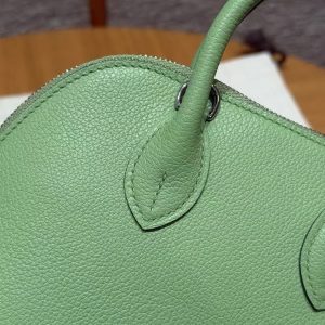 Hermes Bolide Mini 18 Bag Handmade In Evecolor Calfskin Leather Silver Hardware 3I Vert Criquent - Image 5