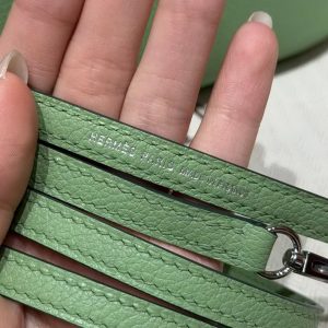 Hermes Bolide Mini 18 Bag Handmade In Evecolor Calfskin Leather Silver Hardware 3I Vert Criquent - Image 3