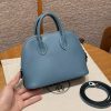Hermes Bolide Mini 18 Bag Handmade In Evecolor Calfskin Leather Silver Hardware 75 Blue Jean