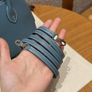 Hermes Bolide Mini 18 Bag Handmade In Evecolor Calfskin Leather Silver Hardware 75 Blue Jean - Image 5