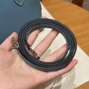 Hermes Bolide Mini 18 Bag Handmade In Evecolor Calfskin Leather Silver Hardware 75 Blue Jean - Image 4