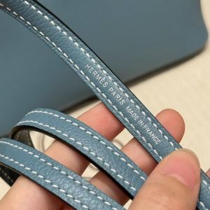 Hermes Bolide Mini 18 Bag Handmade In Evecolor Calfskin Leather Silver Hardware 75 Blue Jean - Image 3