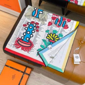 Alternative view of Hermes Botanica Grafica Double Face Scarf 90 100% Silk H903852S 01
