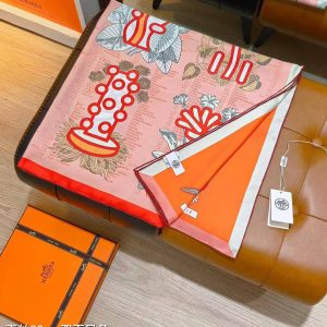 Hermes Botanica Grafica Double Face Scarf 90 100% Silk H903852S 01 - Image 12