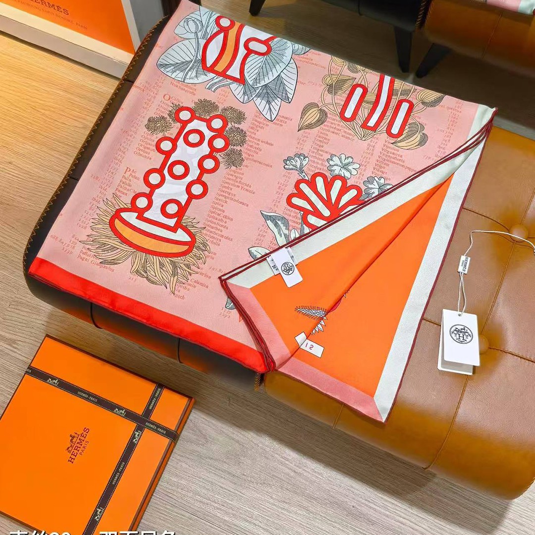 Hermes Botanica Grafica Double Face Scarf 90 100% Silk H903852S 01 - Image 12