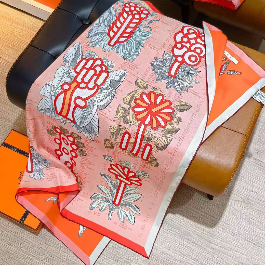 Hermes Botanica Grafica Double Face Scarf 90 100% Silk H903852S 01 - Image 11