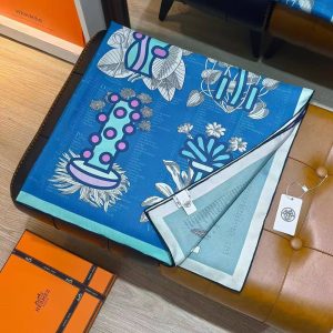 Hermes Botanica Grafica Double Face Scarf 90 100% Silk H903852S 01 - Image 9