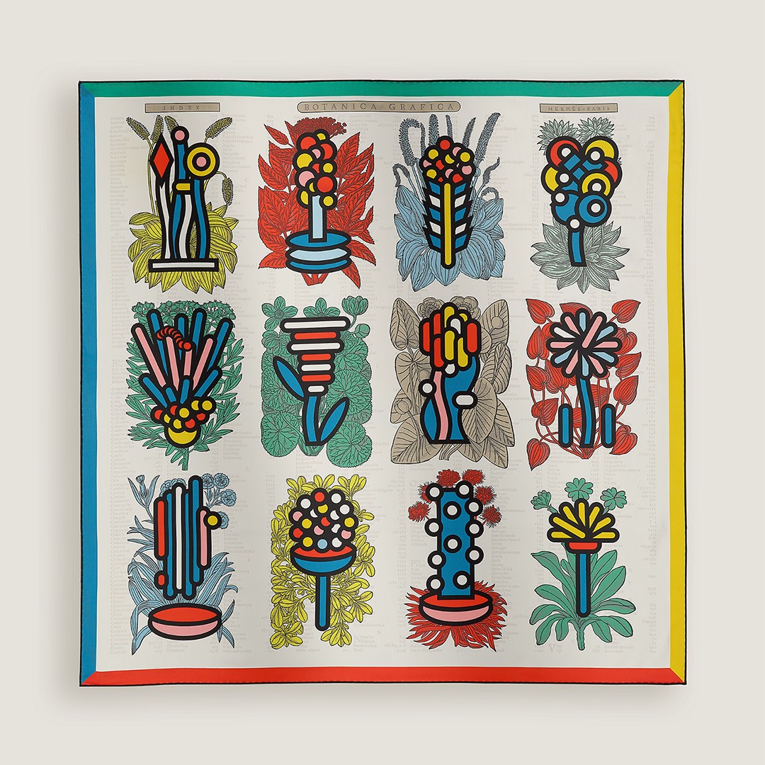 Hermes Botanica Grafica Double Face Scarf 90 100% Silk H903852S 01