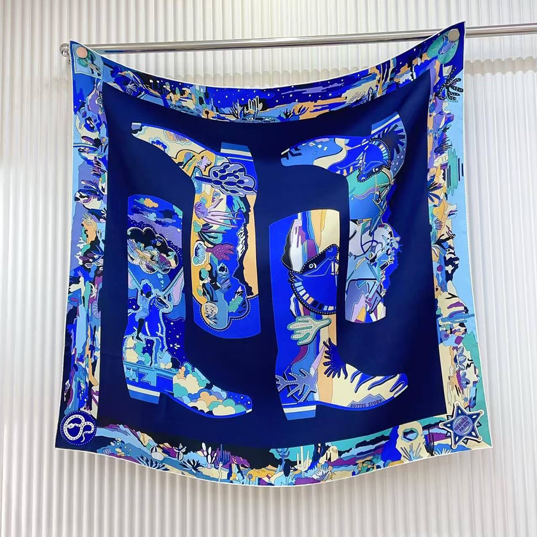 Hermes Bottes Story Scarf 90 100% Silk H004203S 01 - Image 2