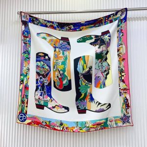 Hermes Bottes Story Scarf 90 100% Silk H004203S 01 - Image 7
