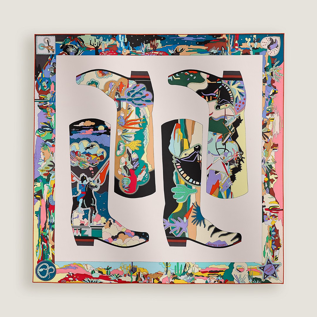 Hermes Bottes Story Scarf 90 100% Silk H004203S 01