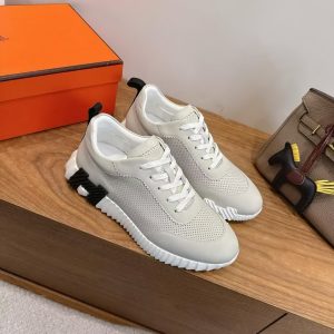 Hermes Bouncing Sneaker Men Calfskin Perforated Calfskin Ecru H261895ZHE2390 - Image 11