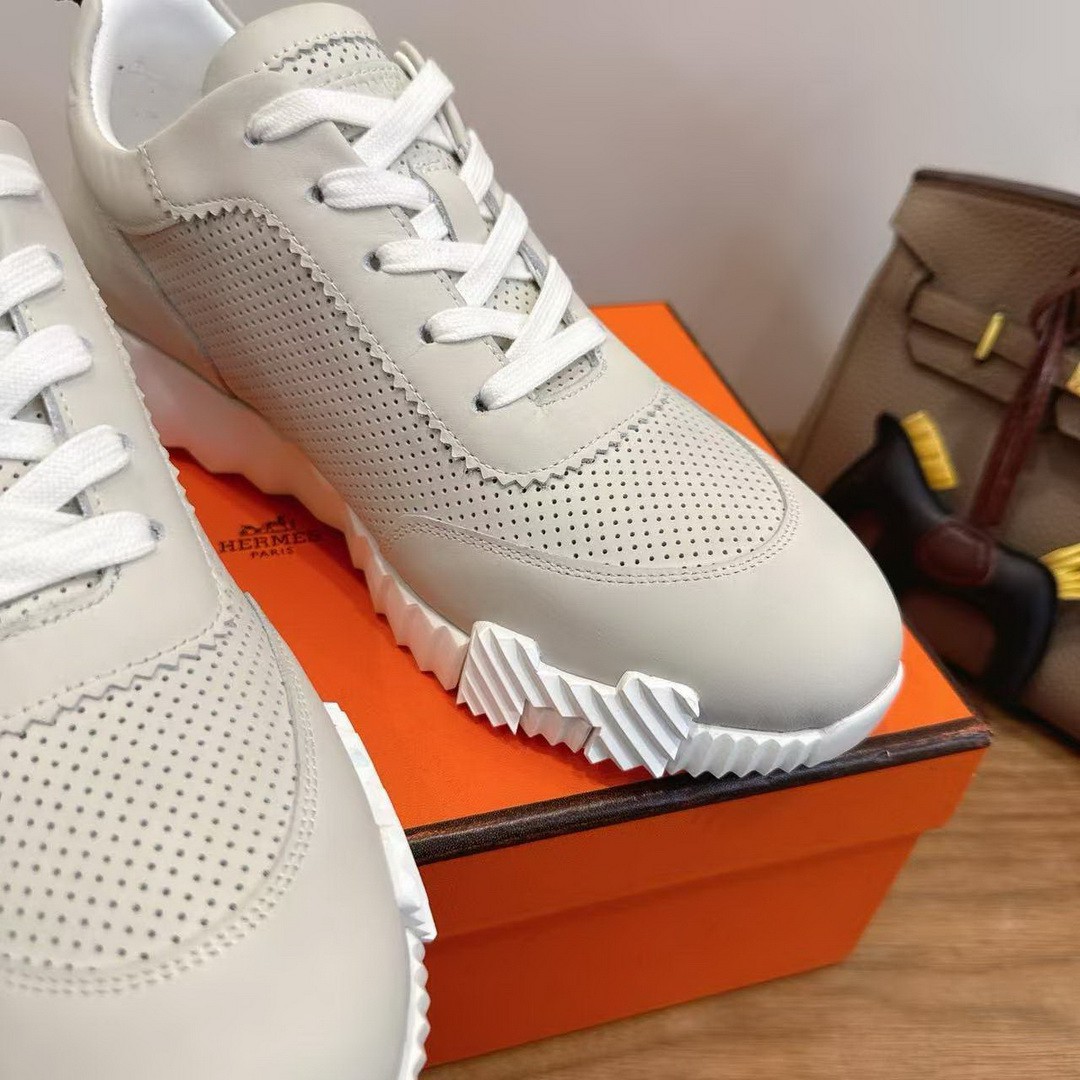 Hermes Bouncing Sneaker Men Calfskin Perforated Calfskin Ecru H261895ZHE2390 - Image 9