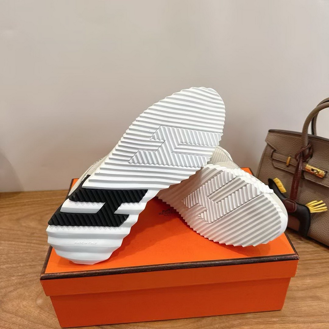 Hermes Bouncing Sneaker Men Calfskin Perforated Calfskin Ecru H261895ZHE2390 - Image 8