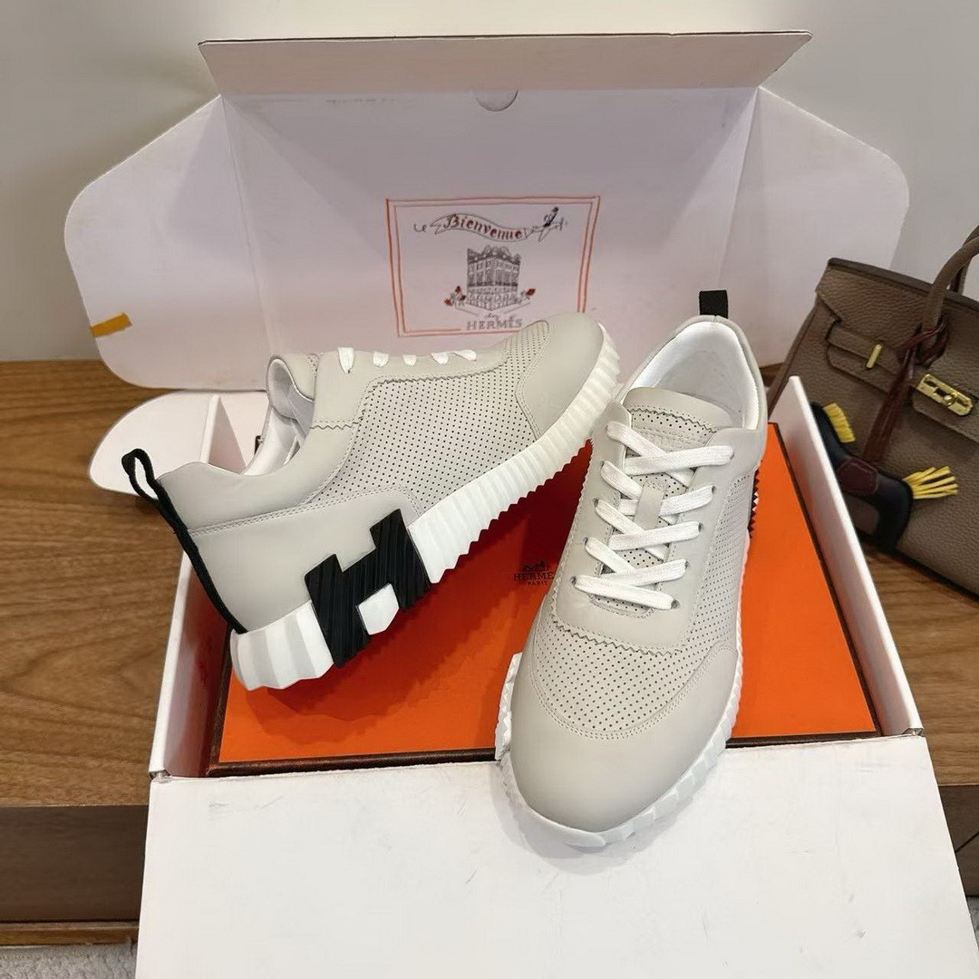 Hermes Bouncing Sneaker Men Calfskin Perforated Calfskin Ecru H261895ZHE2390 - Image 6