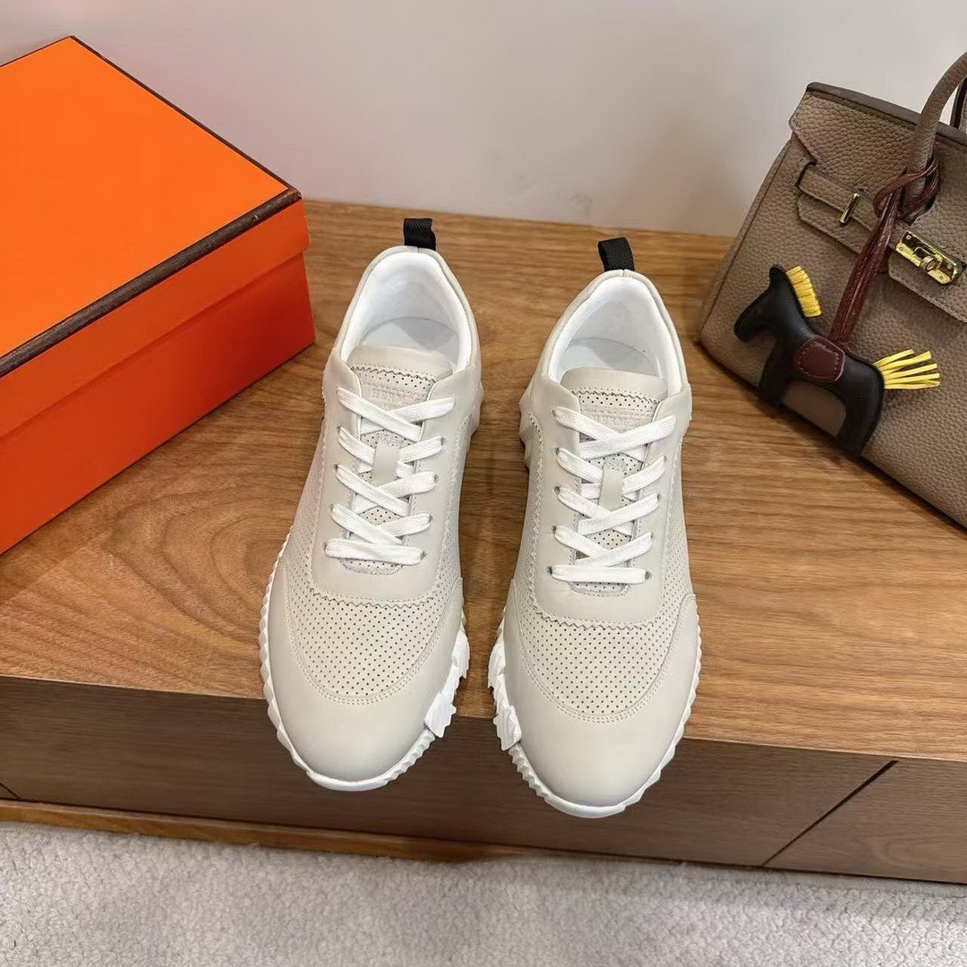 Hermes Bouncing Sneaker Men Calfskin Perforated Calfskin Ecru H261895ZHE2390 - Image 5