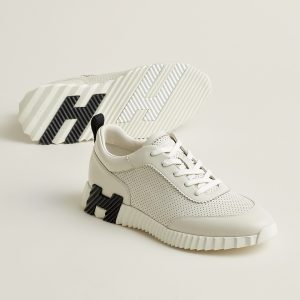 Hermes Bouncing Sneaker Men Calfskin Perforated Calfskin Ecru H261895ZHE2390