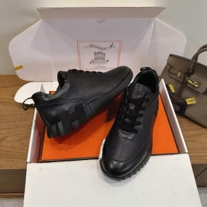 Hermes Bouncing Sneaker Men Calfskin Perforated Calfskin Noir H261895ZH01390 - Image 3