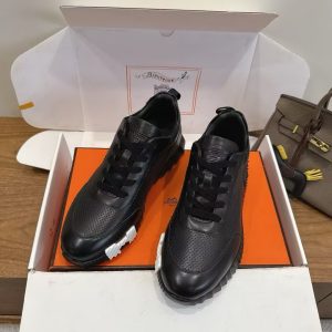 Alternative view of Hermes Bouncing Sneaker Men Calfskin Perforated Calfskin Noir H261895ZH01390