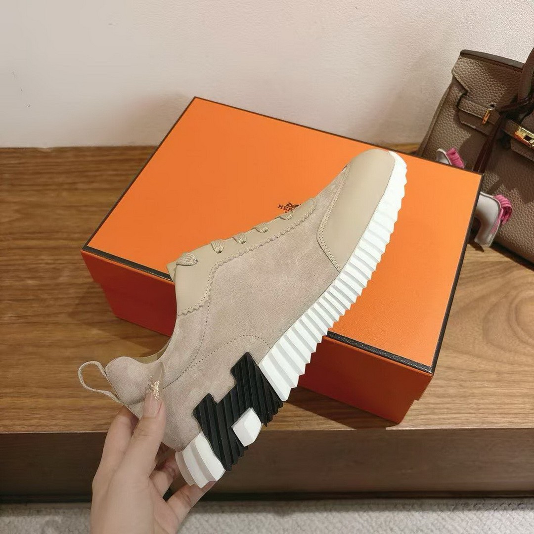 Hermes Bouncing Sneaker Men Calfskin Suede Goatskin Beige Esquisse H231763ZHNL390 - Image 10