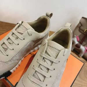 Hermes Bouncing Sneaker Men Calfskin Suede Goatskin Beige Esquisse H231763ZHNL390 - Image 5