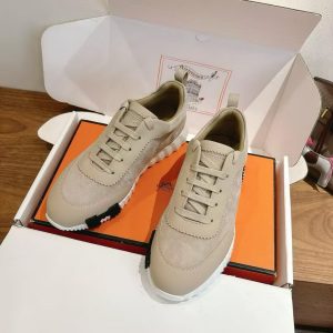 Hermes Bouncing Sneaker Men Calfskin Suede Goatskin Beige Esquisse H231763ZHNL390 - Image 4