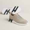 Hermes Bouncing Sneaker Men Calfskin Suede Goatskin Beige Esquisse H231763ZHNL390