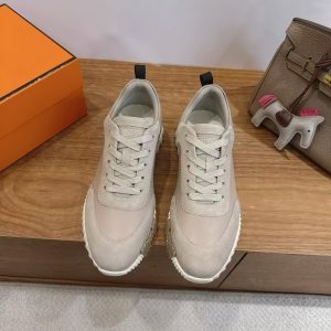 Hermes Bouncing Sneaker Men Calfskin Suede Goatskin Beige Galet H221898ZHBG390 - Image 10
