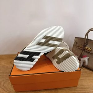 Hermes Bouncing Sneaker Men Calfskin Suede Goatskin Beige Galet H221898ZHBG390 - Image 8