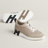 Hermes Bouncing Sneaker Men Calfskin Suede Goatskin Beige Galet H221898ZHBG390