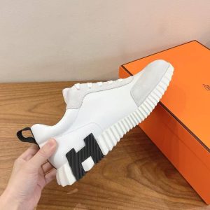 Alternative view of Hermes Bouncing Sneaker Men Calfskin Suede Goatskin Blanc H242810ZH90390