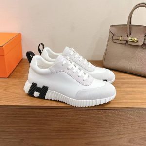 Hermes Bouncing Sneaker Men Calfskin Suede Goatskin Blanc H242810ZH90390 - Image 8