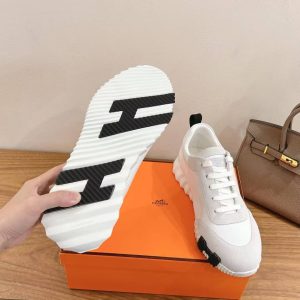 Hermes Bouncing Sneaker Men Calfskin Suede Goatskin Blanc H242810ZH90390 - Image 7