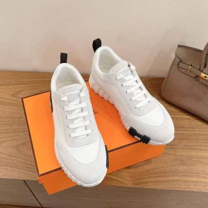 Hermes Bouncing Sneaker Men Calfskin Suede Goatskin Blanc H242810ZH90390 - Image 6