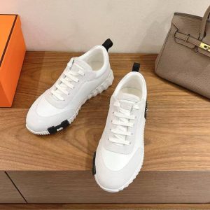 Hermes Bouncing Sneaker Men Calfskin Suede Goatskin Blanc H242810ZH90390 - Image 3