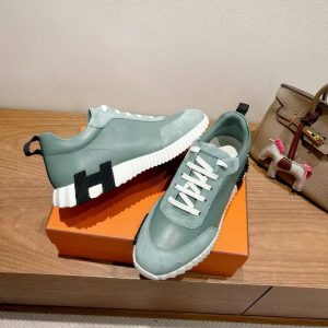 Hermes Bouncing Sneaker Men Calfskin Suede Goatskin Bleu Tonnerre H221898ZHB1390 - Image 11