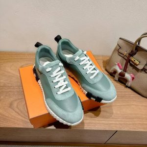 Hermes Bouncing Sneaker Men Calfskin Suede Goatskin Bleu Tonnerre H221898ZHB1390 - Image 9