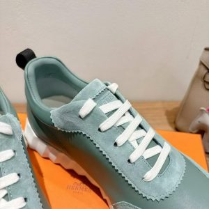 Hermes Bouncing Sneaker Men Calfskin Suede Goatskin Bleu Tonnerre H221898ZHB1390 - Image 8