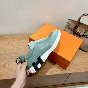 Hermes Bouncing Sneaker Men Calfskin Suede Goatskin Bleu Tonnerre H221898ZHB1390 - Image 7