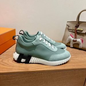 Hermes Bouncing Sneaker Men Calfskin Suede Goatskin Bleu Tonnerre H221898ZHB1390 - Image 6