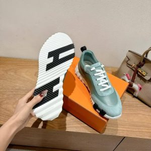 Hermes Bouncing Sneaker Men Calfskin Suede Goatskin Bleu Tonnerre H221898ZHB1390 - Image 5