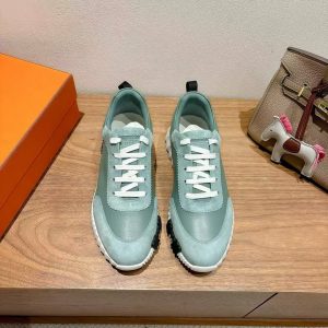 Hermes Bouncing Sneaker Men Calfskin Suede Goatskin Bleu Tonnerre H221898ZHB1390 - Image 4