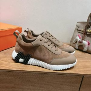 Hermes Bouncing Sneaker Men Calfskin Suede Goatskin Étoupe H231763ZHX3390 - Image 10