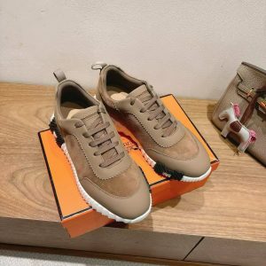 Hermes Bouncing Sneaker Men Calfskin Suede Goatskin Étoupe H231763ZHX3390 - Image 9