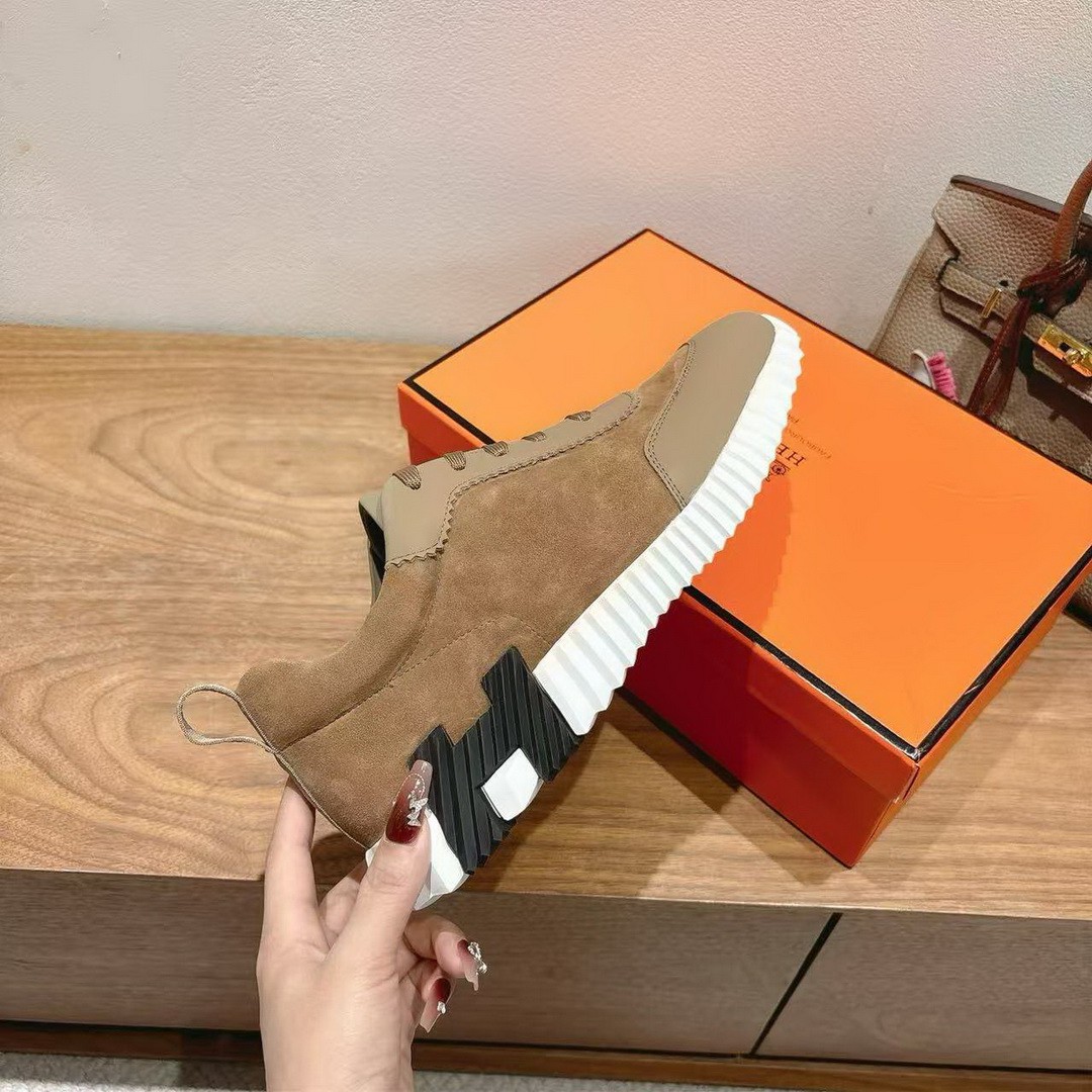 Hermes Bouncing Sneaker Men Calfskin Suede Goatskin Étoupe H231763ZHX3390 - Image 7