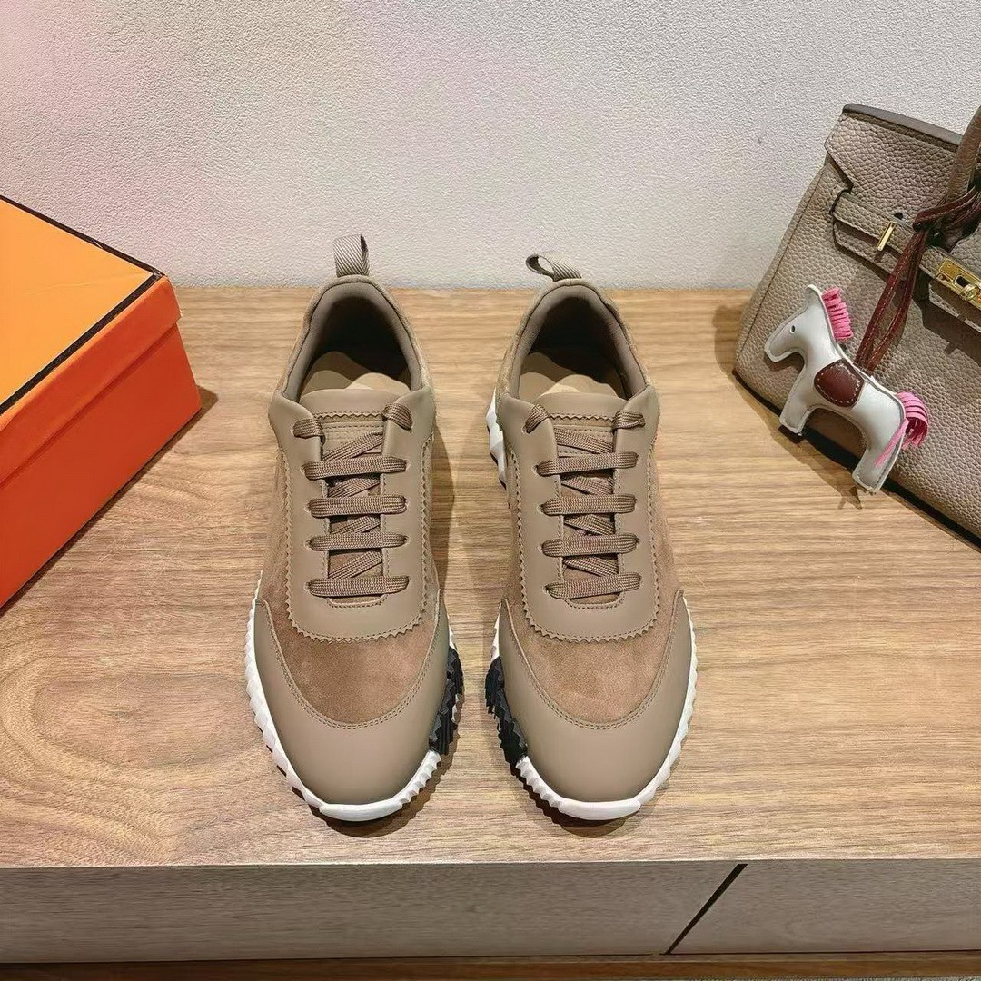 Hermes Bouncing Sneaker Men Calfskin Suede Goatskin Étoupe H231763ZHX3390 - Image 3
