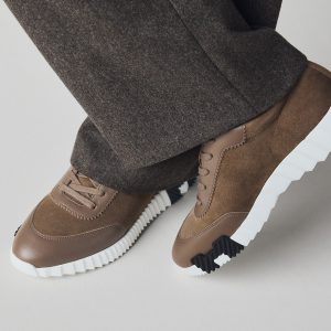 Hermes Bouncing Sneaker Men Calfskin Suede Goatskin Étoupe H231763ZHX3390 - Image 11