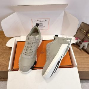 Hermes Bouncing Sneaker Men Calfskin Suede Goatskin Gris Arctique H221898ZHS4400 - Image 8