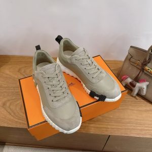 Hermes Bouncing Sneaker Men Calfskin Suede Goatskin Gris Arctique H221898ZHS4400 - Image 7