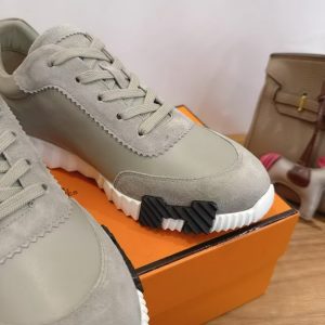 Hermes Bouncing Sneaker Men Calfskin Suede Goatskin Gris Arctique H221898ZHS4400 - Image 6